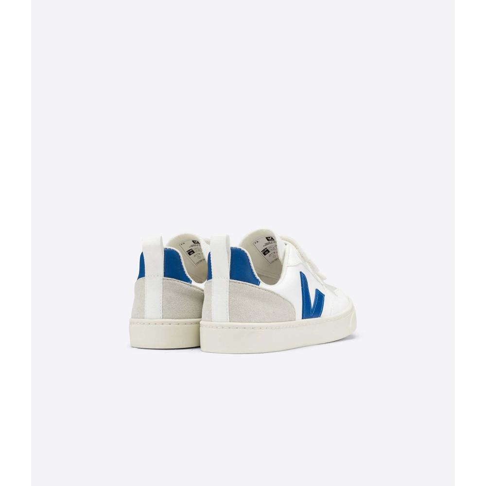 Kids' Veja V-10 CWL Shoes White Indigo | ZA 776JPQ